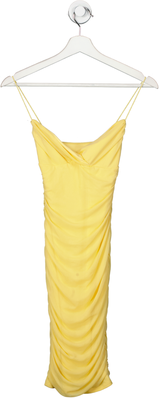 Oh Polly Yellow Strappy Ruched Mini Dress UK 6
