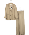 Golden Goose Beige Single Breasted Pinstriped Jacket And Trousers Suit UK XS