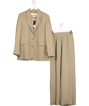 Golden Goose Beige Single Breasted Pinstriped Jacket And Trousers Suit IT40 UK 8