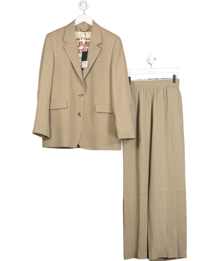Golden Goose Beige Single Breasted Pinstriped Jacket And Trousers Suit UK XS