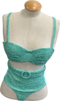 Oceanus daphne Aqua High waisted  Athena 2-piece Beaded Bikini Set UK XS