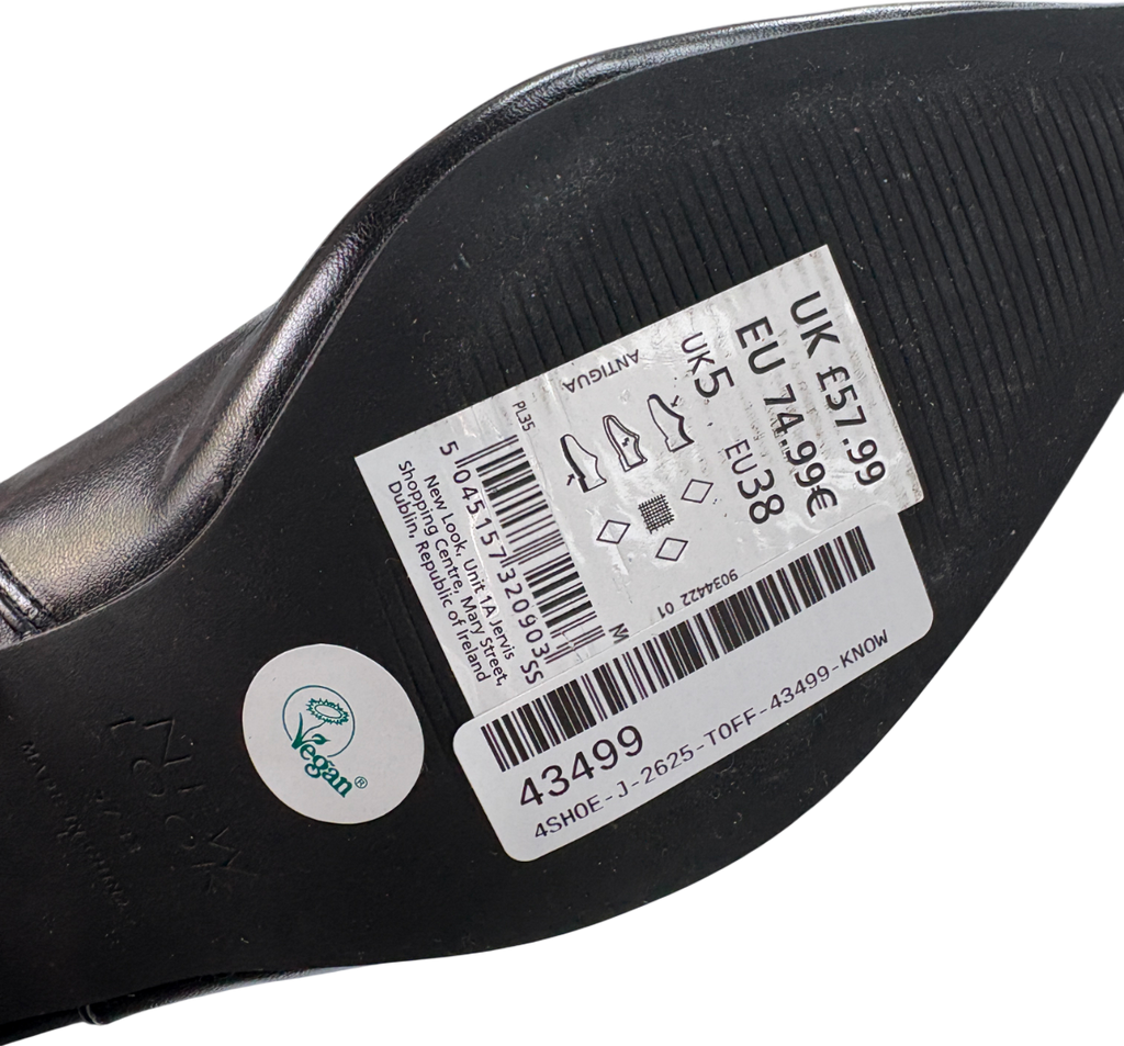 New Look Black Vegan Leather Heeled Boots UK 5 EU 38 👠