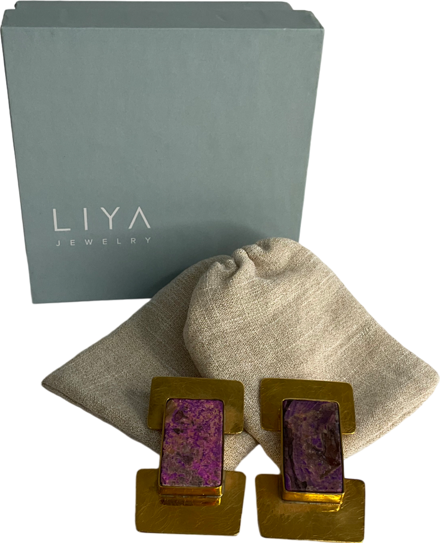 Liya Jewelery Gold And Purple Earrings