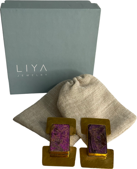 Liya Jewelery Gold And Purple Earrings