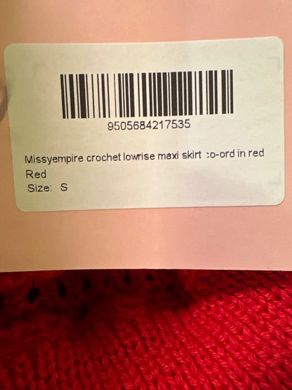 MissyEmpire Red Crochet Lowrise Maxi Skirt Co-ord UK S