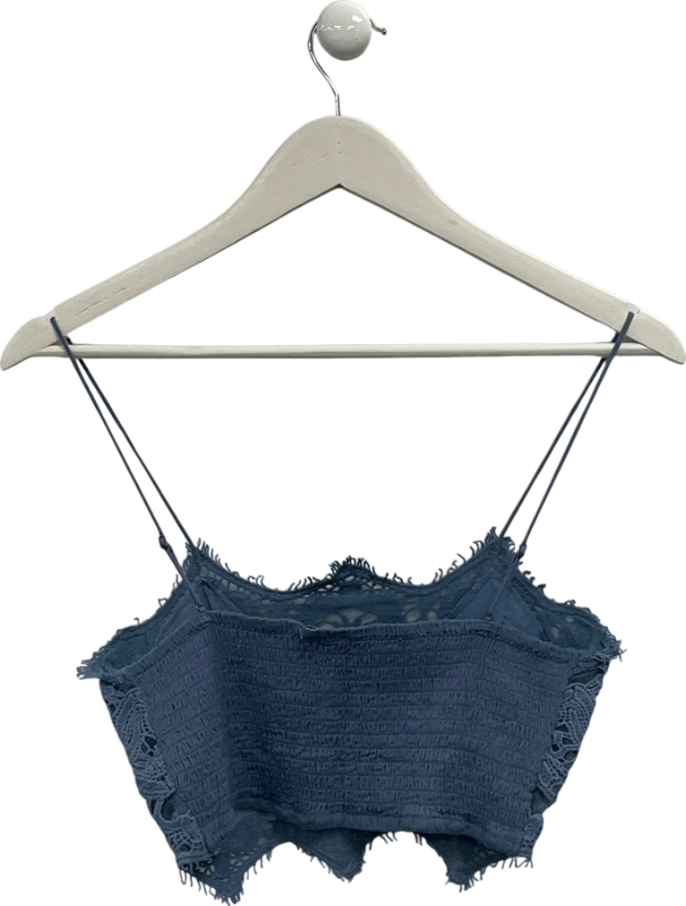 Free People Blue Athena Scallop Crochet Bralette UK M