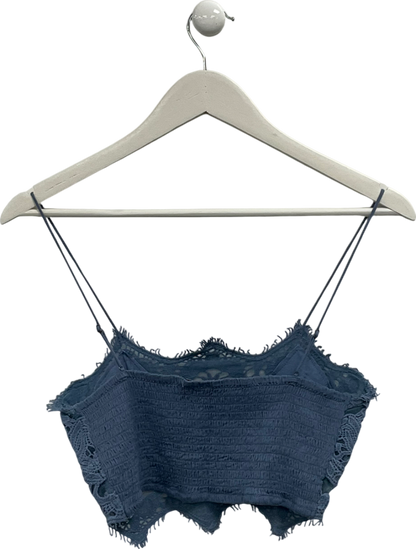 Free People Blue Athena Scallop Crochet Bralette UK M