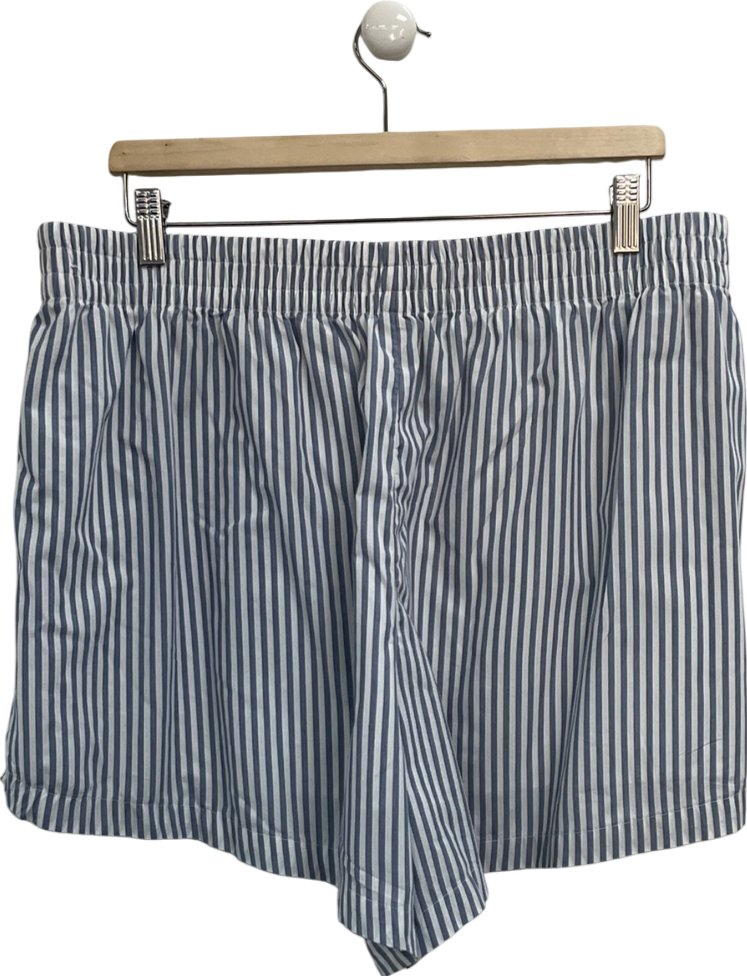 Abercrombie & Fitch White Cotton Blend Striped Pull On Shorts UK XL