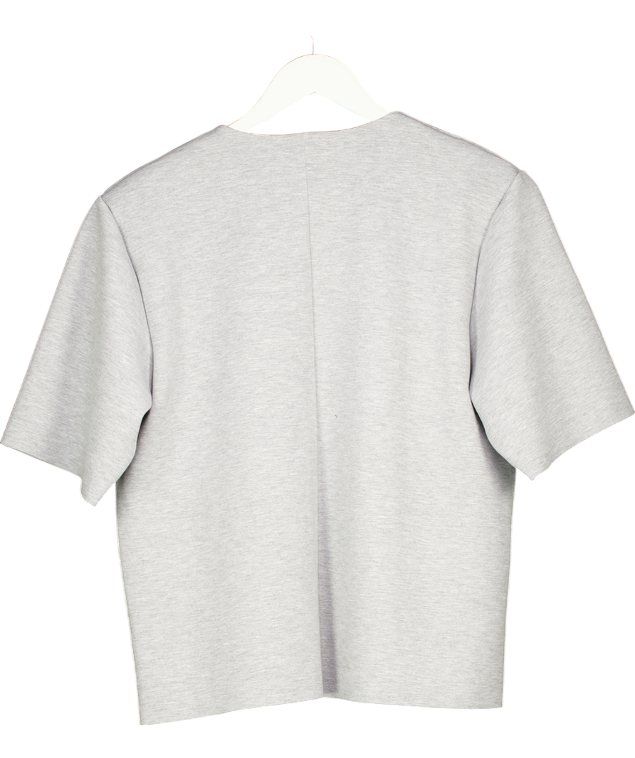 ASOS Design Scuba V Neck Short Sleeve Top In Grey UK S