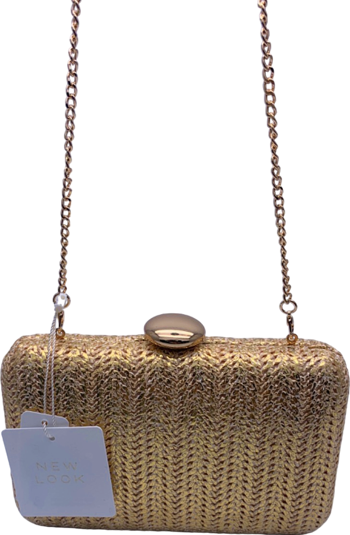 New Look Gold Metallic Raffia Box Bag One Size