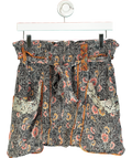 Isabel Marant Black Floral Print Silk Belted Mini Skirt UK 10