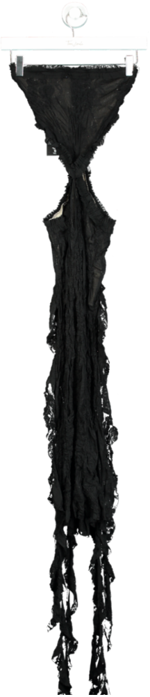 Jaded London Gaia Scrunch Lace Midi Dress in Black UK 6