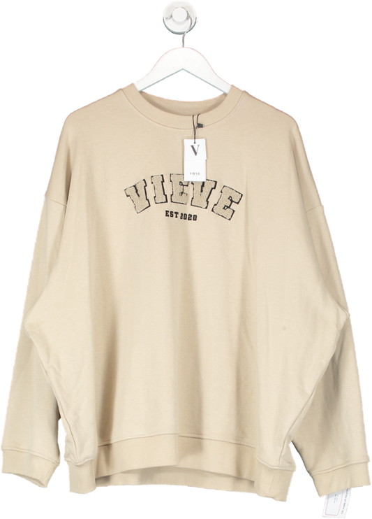 Vieve Beige Varsity Sweatshirt 2 UK XL