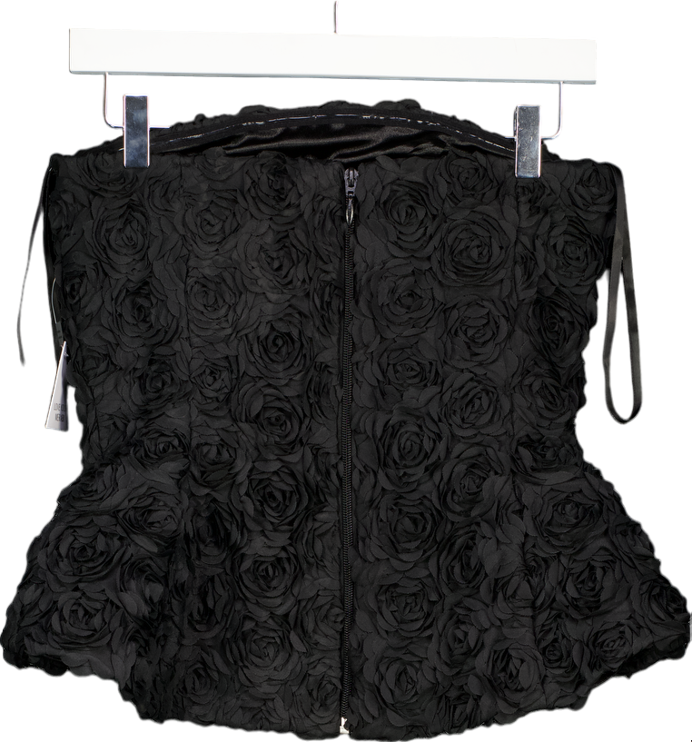 Nadine Merabi Black Phoebe Strapless Floral Corset Top UK 8