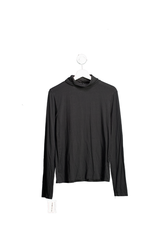 ZARA Black Soft Mock Neck T-shirt UK L