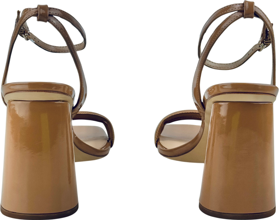 SAM EDELMAN Nude Patent Lather Block Heel Sandals Us10 UK 8 EU 41 👠