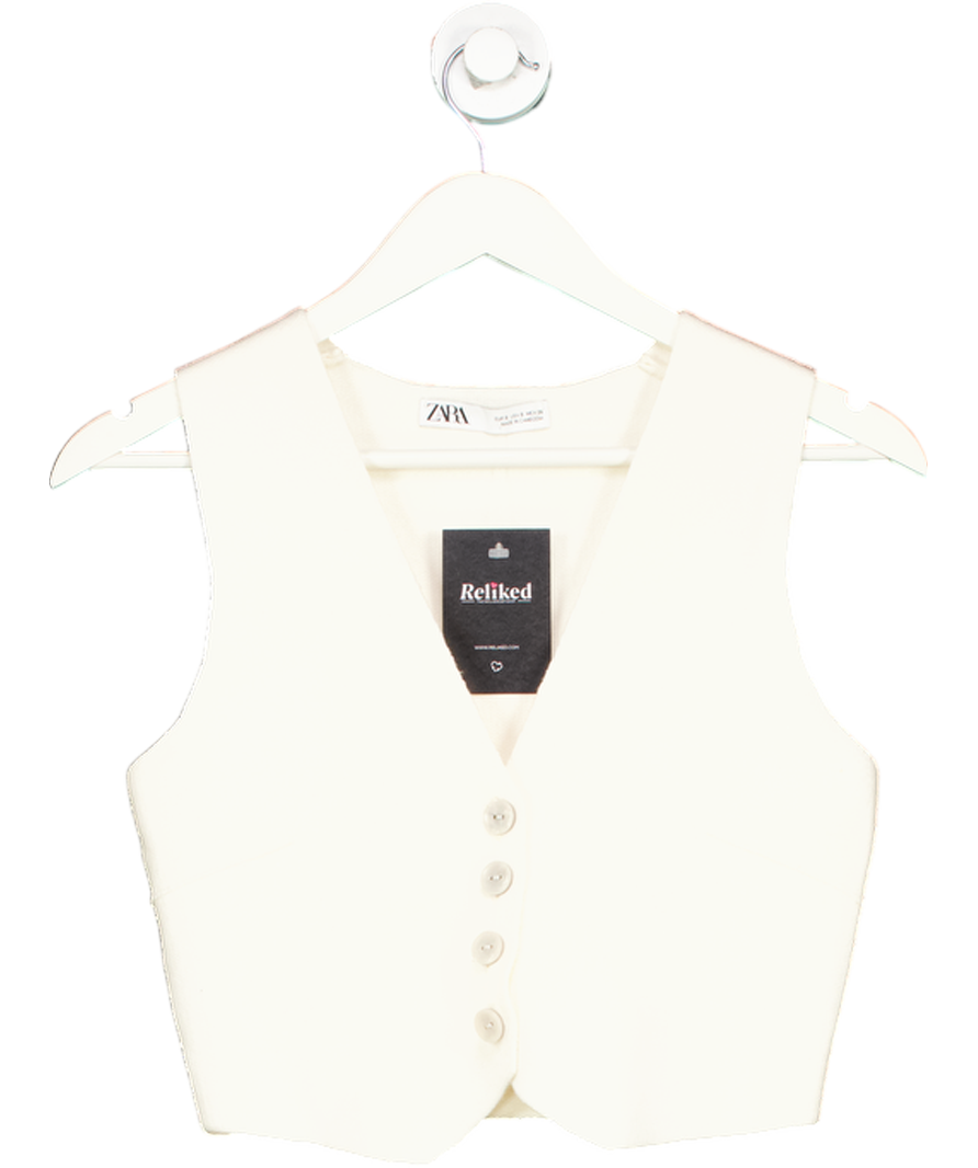 ZARA Cream Buttoned Knit Vest Top UK S