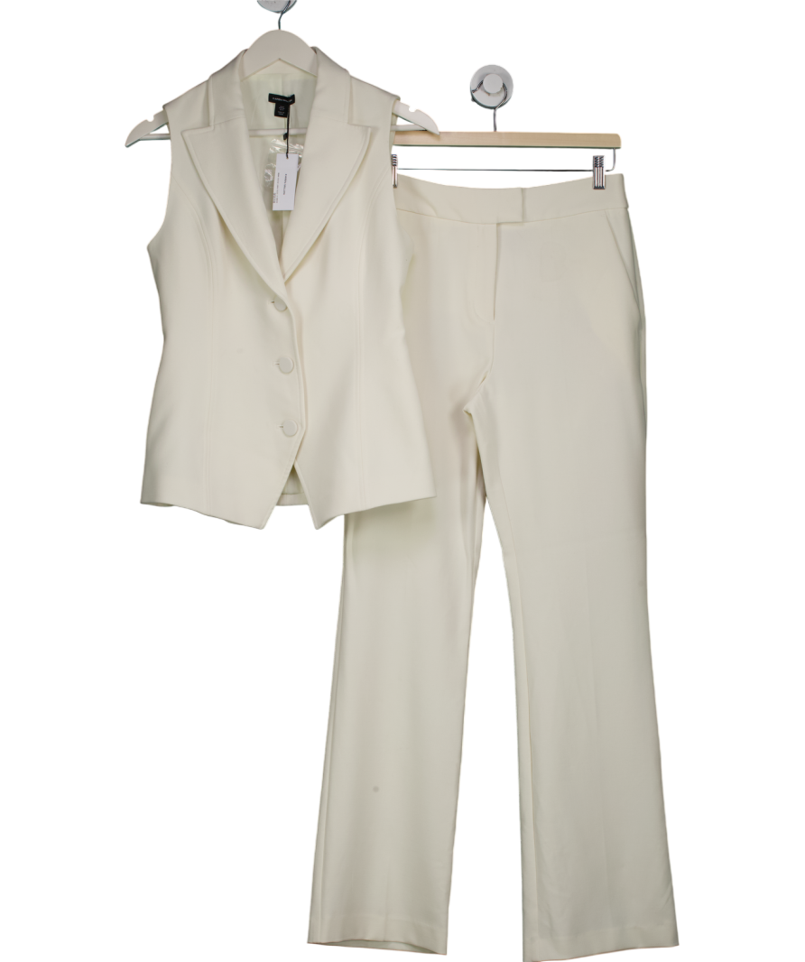 Karen Millen Cream Compact Stretch Essential Tailored Waistcoat Jacket And Trousers UK 8