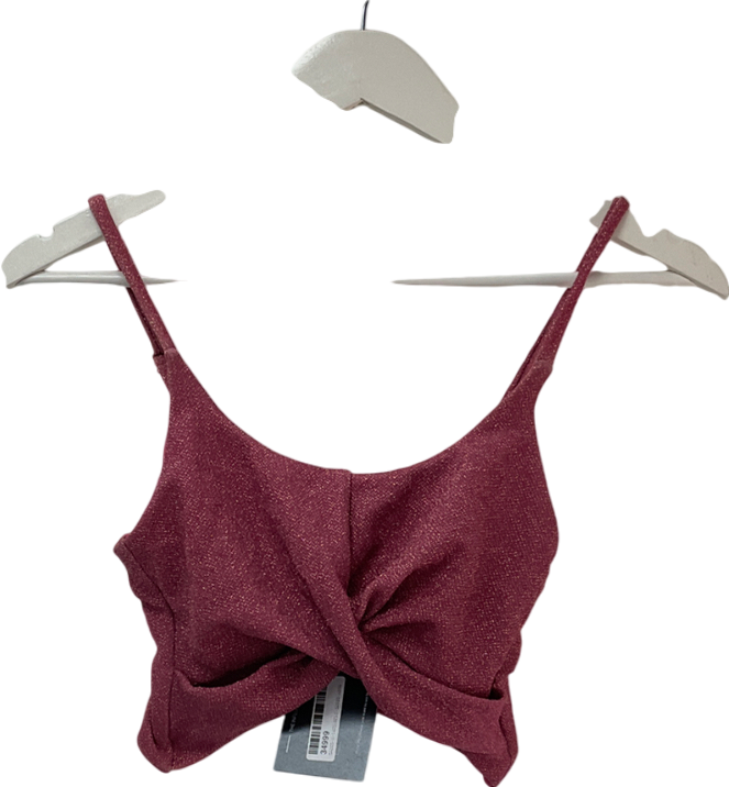 BEACH RIOT Sparkly Pink Bikini Top UK S