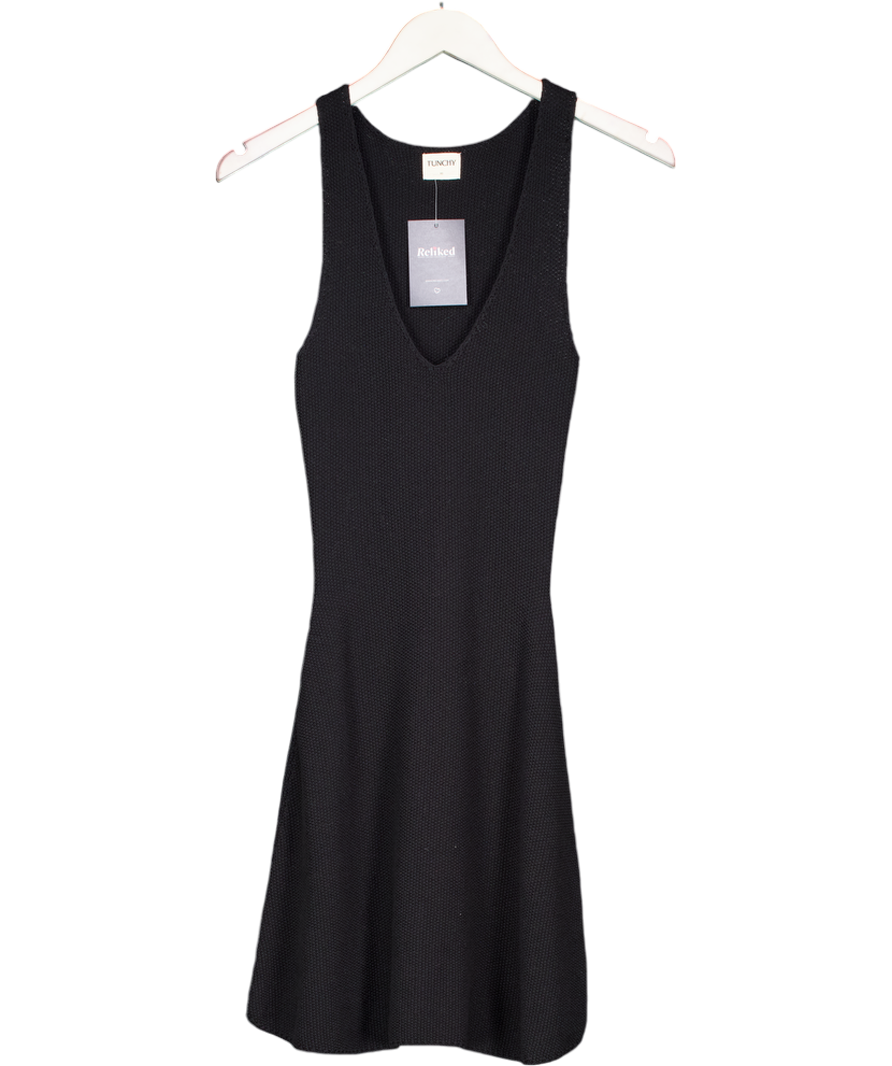 TUNCHY Black Josie Knitted Mini Dress UK XS