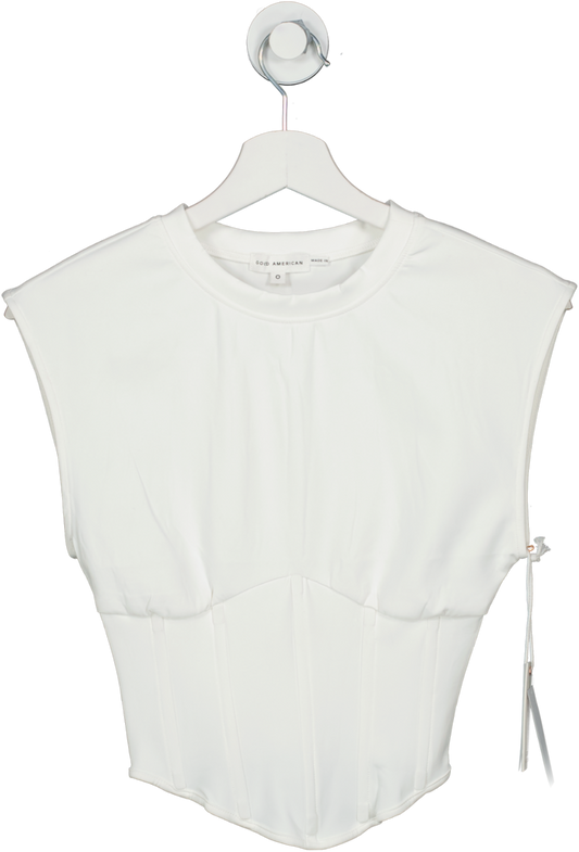 Good American White Scuba Corset T-shirt BNWT UK 4