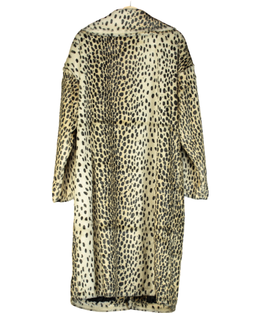 Free People Beige Faux Cheetah Fur Coat UK M