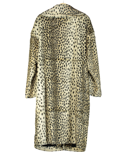 Free People Beige Faux Cheetah Fur Coat UK M