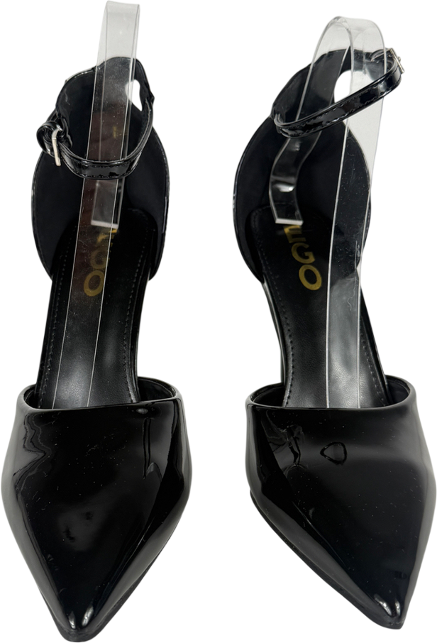 Ego Weekly Ankle Strap Pointed Toe Stiletto Heel In Black Patent UK 6 EU 39 👠