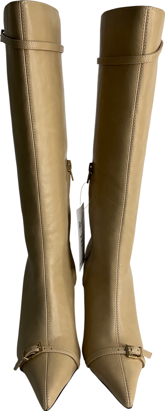 4th & Reckless Beige Buckle Front Knee High Boots UK 4 EU 37 👠