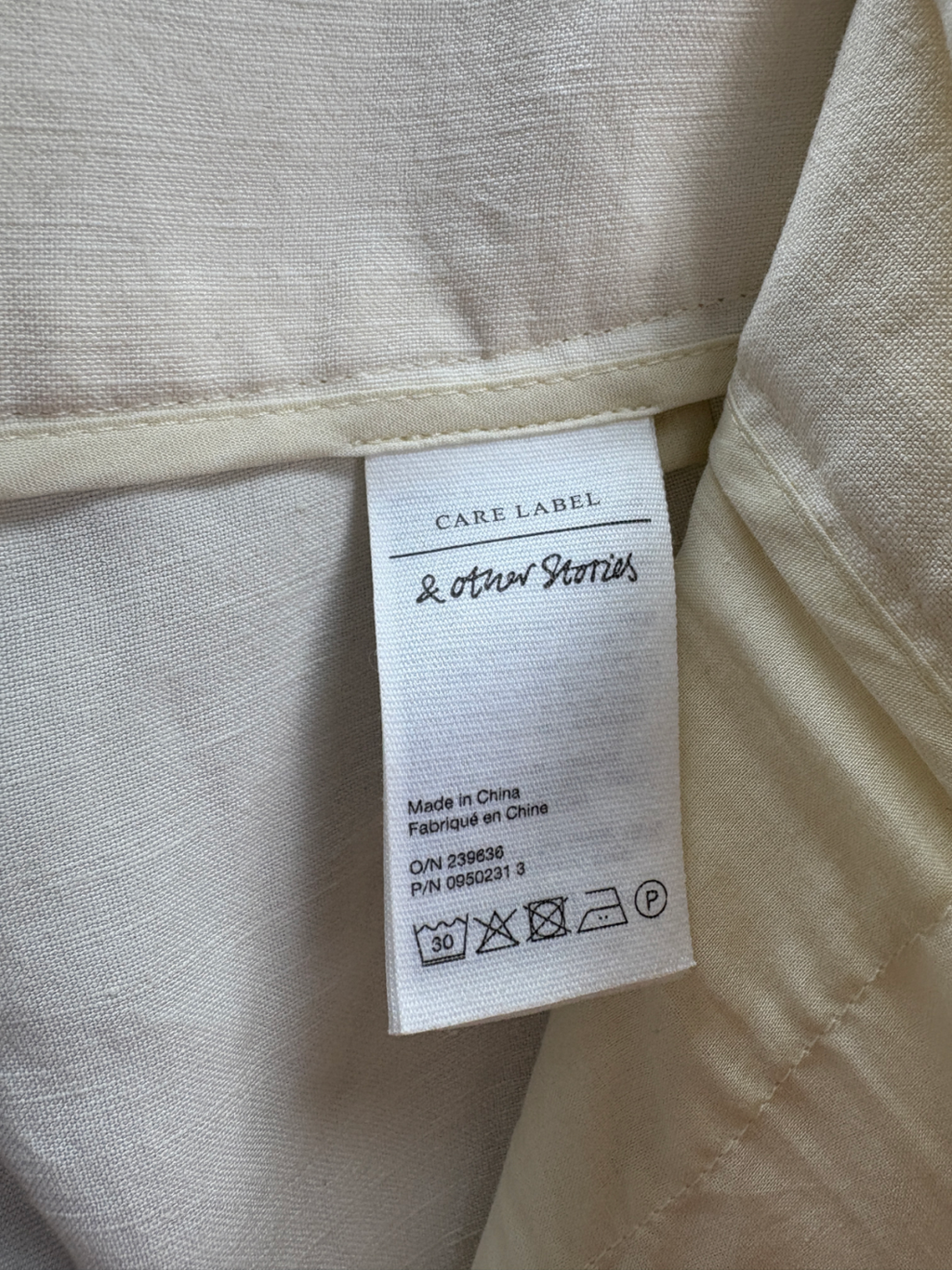 & Other Stories Cream High Waist Silk Trousers UK 16