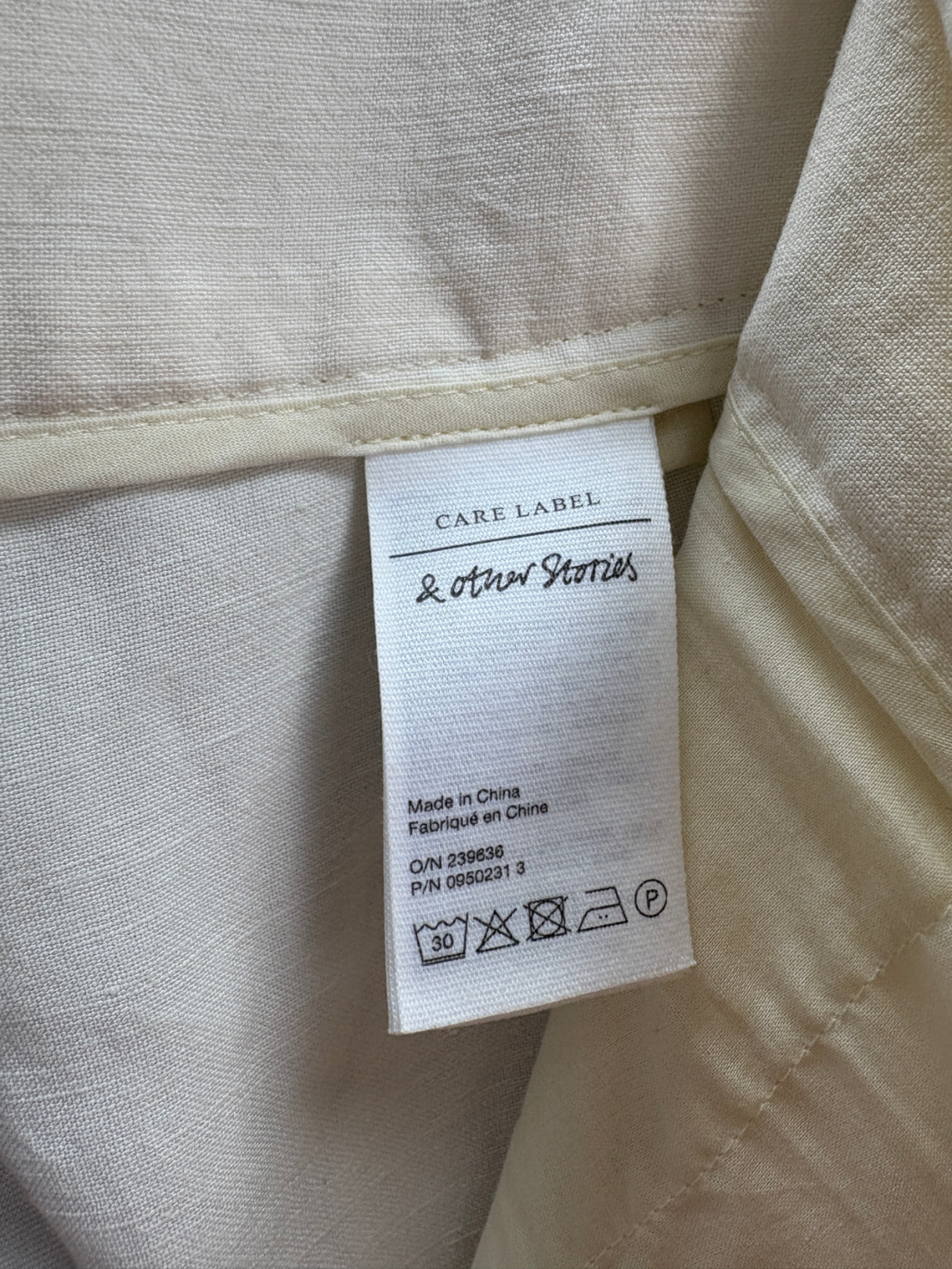 & Other Stories Cream High Waist Silk Trousers UK 16