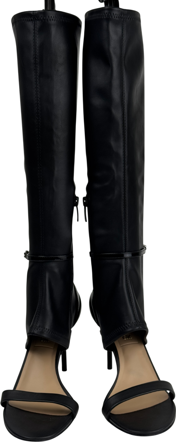 CHARLES & KEITH Black Gabriel Leather Stiletto-heel Boot Sandals UK 6 EU 39 👠