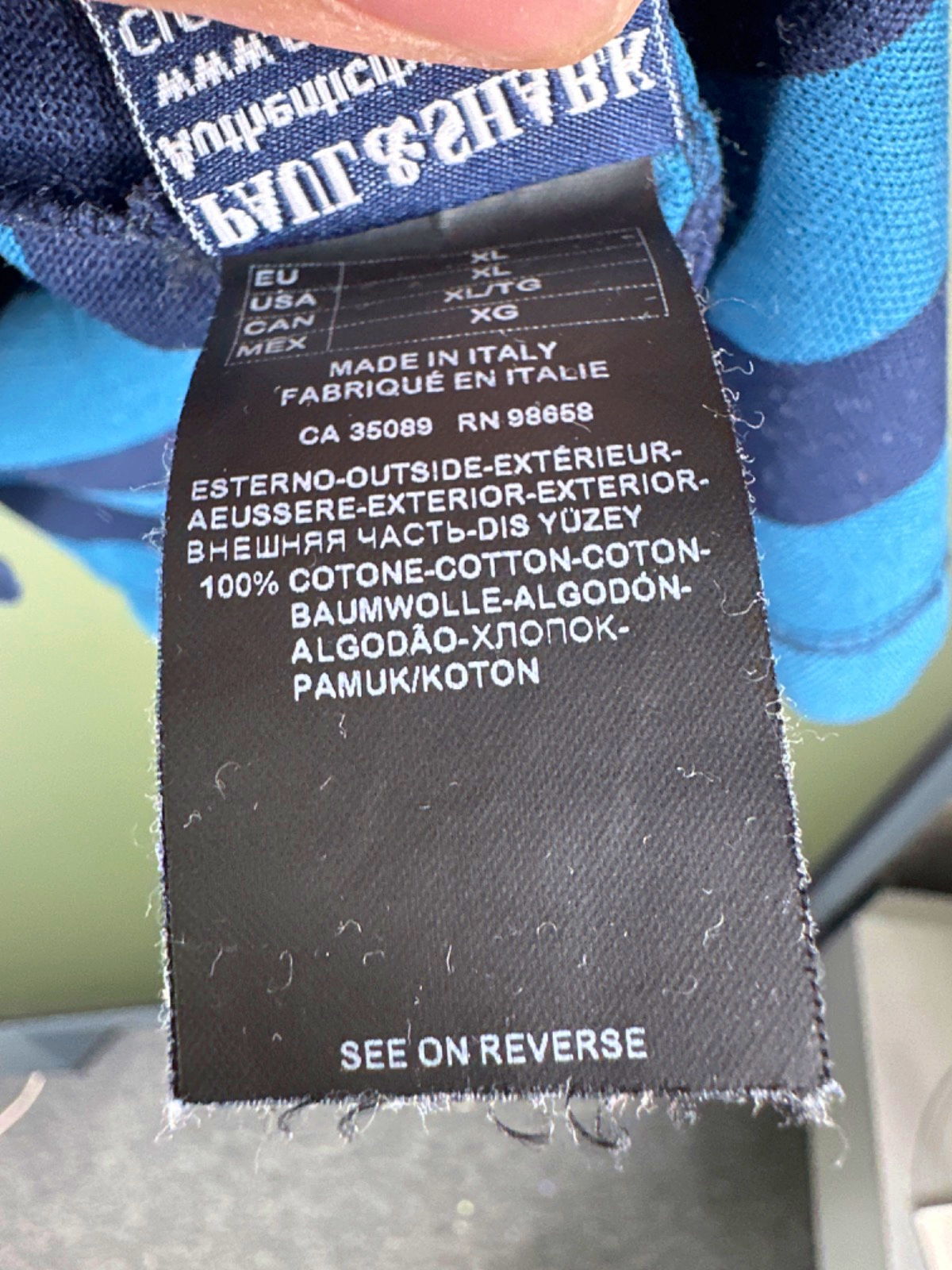 Paul & Shark Navy Blue-Teal Striped Yachting Polo UK XL