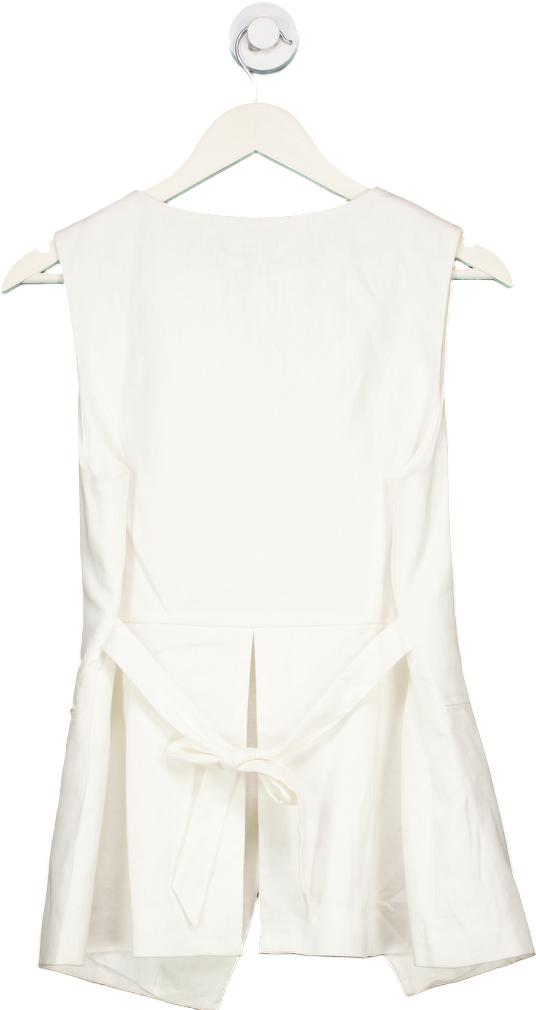 Dissh White ALESSIA Linen Sleeveless Vest UK 10