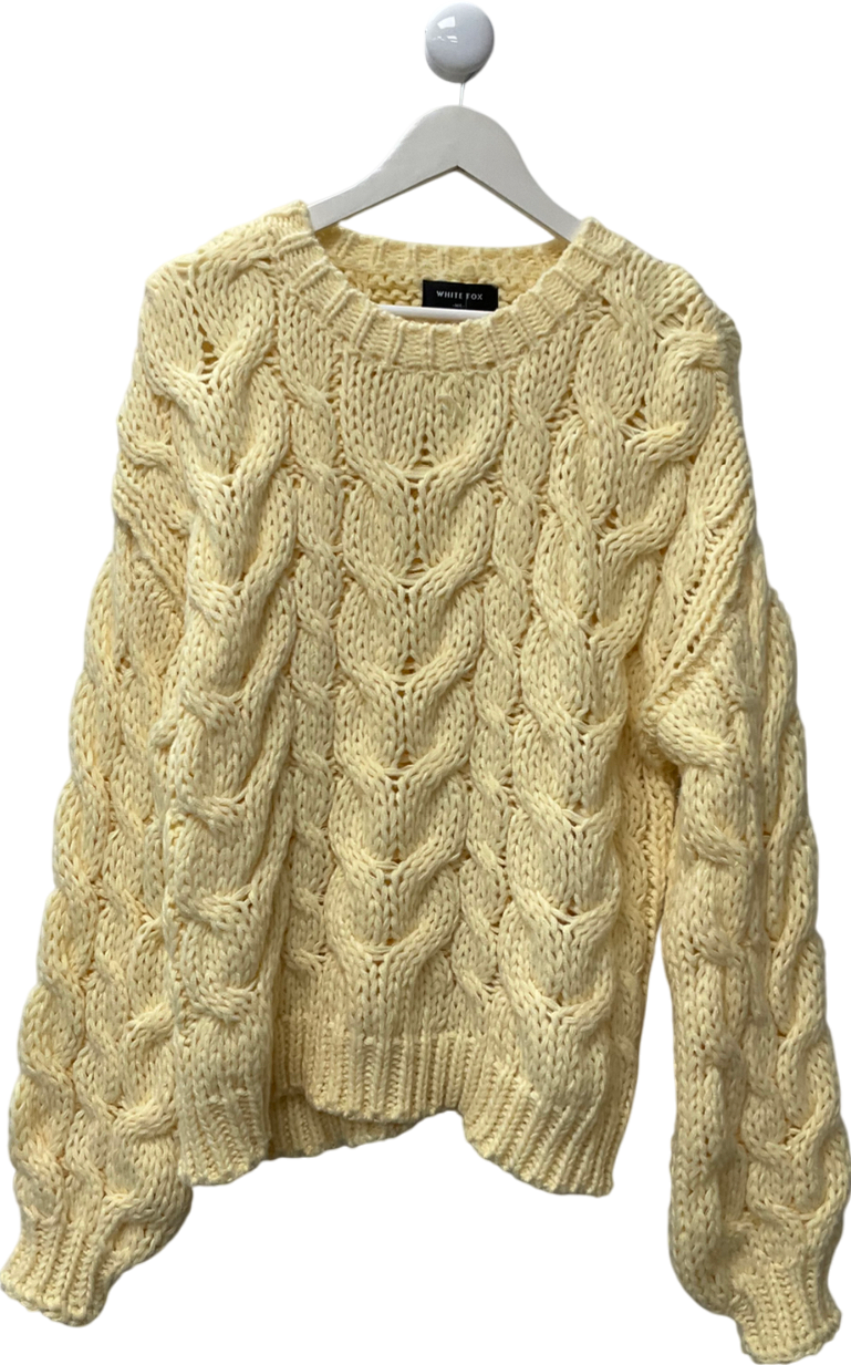 White Fox Yellow Real Feelings Oversized Knit Sweater UK M/L