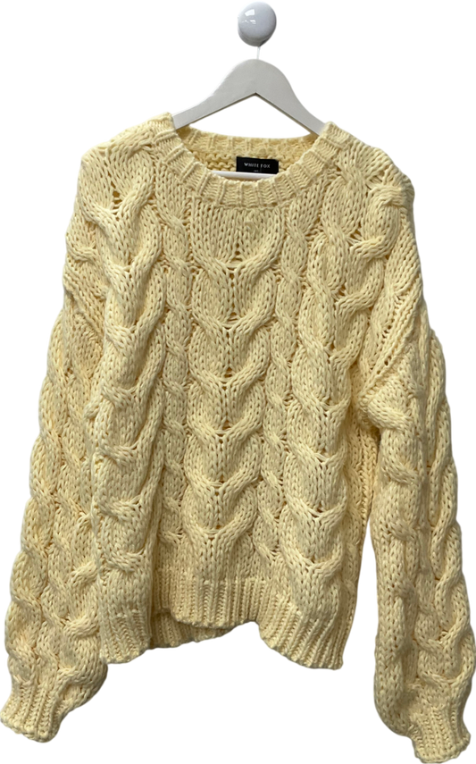 White Fox Yellow Real Feelings Oversized Knit Sweater UK M/L