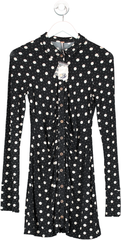 Free People Black Shaylah Mini Shirt Dress UK S