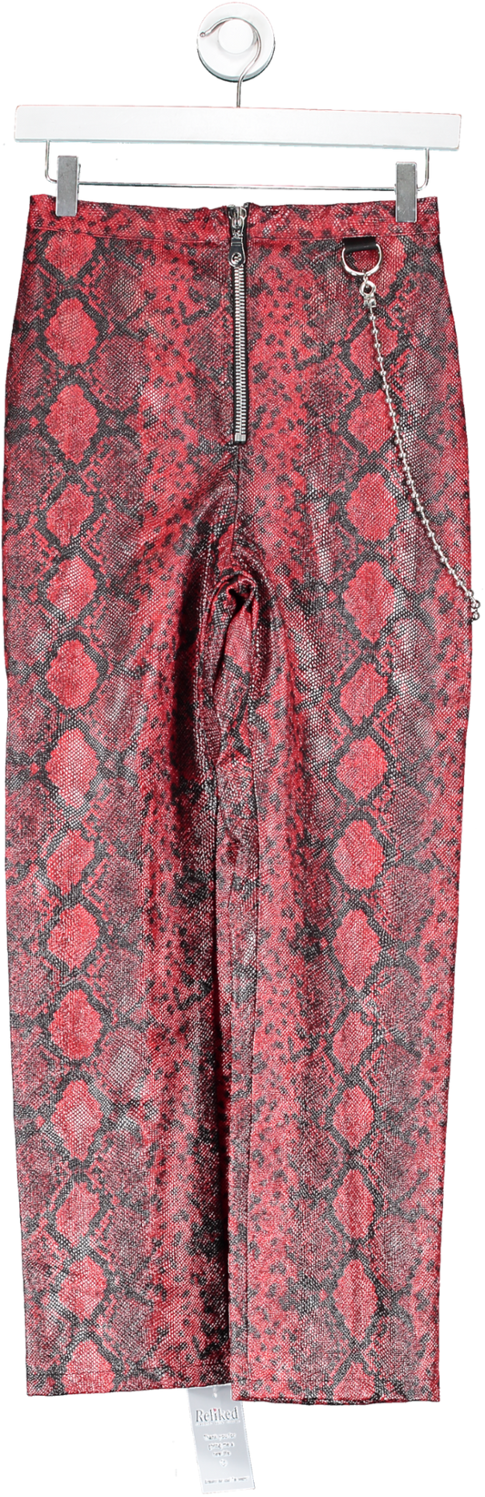The Ragged Priest Red Faux Snakeskin Leather Trousers With Chain UK S