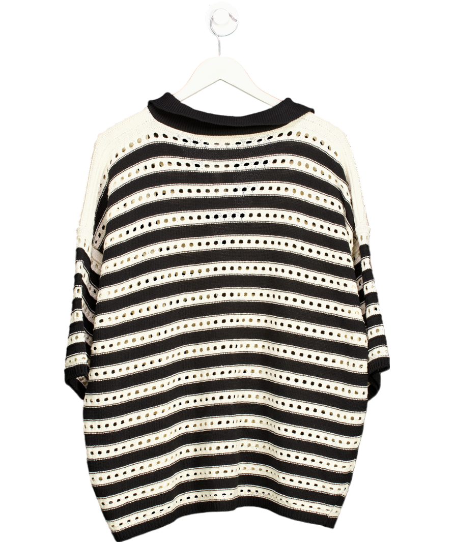 Yours Cream Limited Collection Curve Black & White Stripe Crochet Shirt UK 18