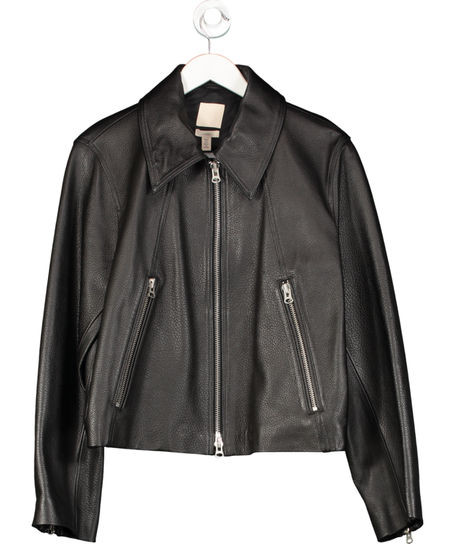 H&M Black Zip Up Leather Jacket UK S