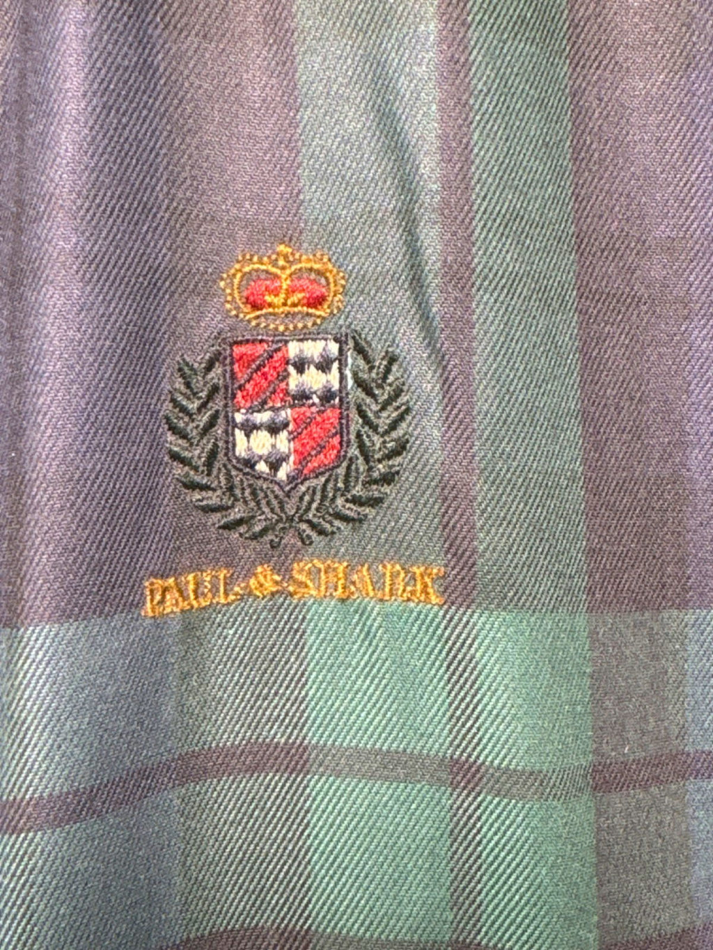 Paul & Shark Navy Blue/ Green Plaid Embroidered Climate Control Jacket UK XL