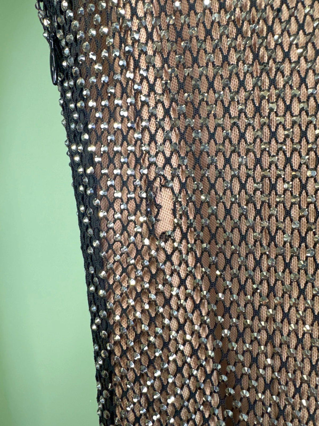 Self-Portrait Black Rhinestone Fishnet Maxi Dress UK 4