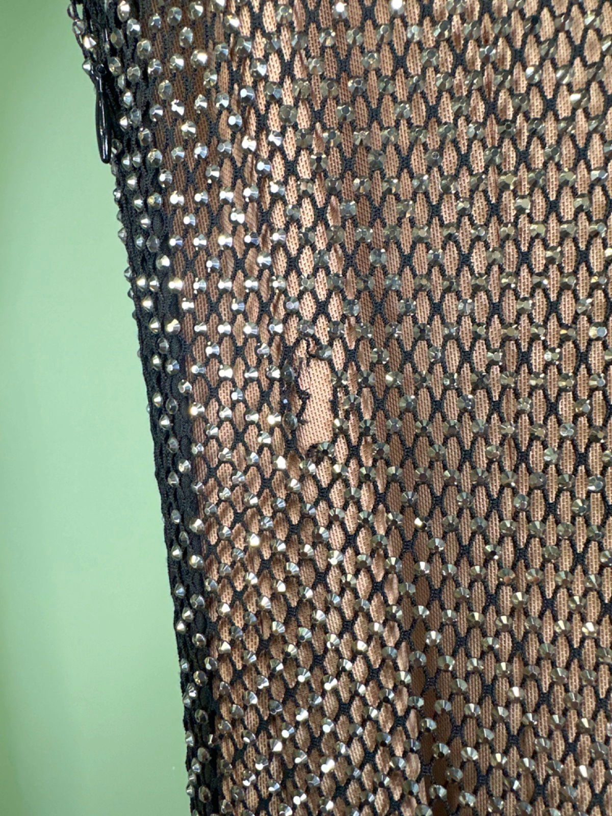 Self-Portrait Black Rhinestone Fishnet Maxi Dress UK 4