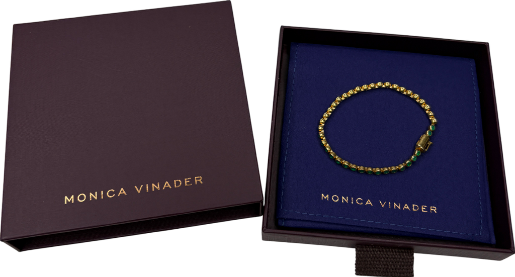 Monica Vinader 18k Gold And Green Onyx Gemstone Essential Tennis Bracelet