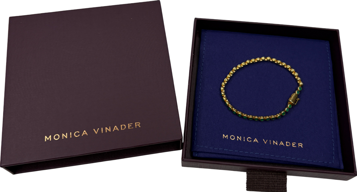 Monica Vinader 18k Gold And Green Onyx Gemstone Essential Tennis Bracelet