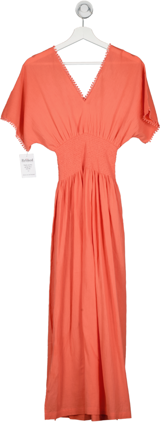 Heidi Klein Orange Portofino Smock Waist Maxi Dress UK XS