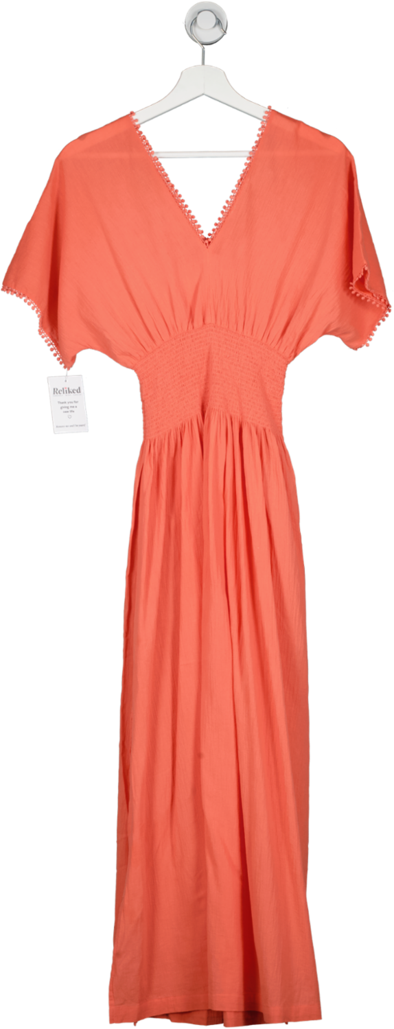 Heidi Klein Orange Portofino Smock Waist Maxi Dress UK XS