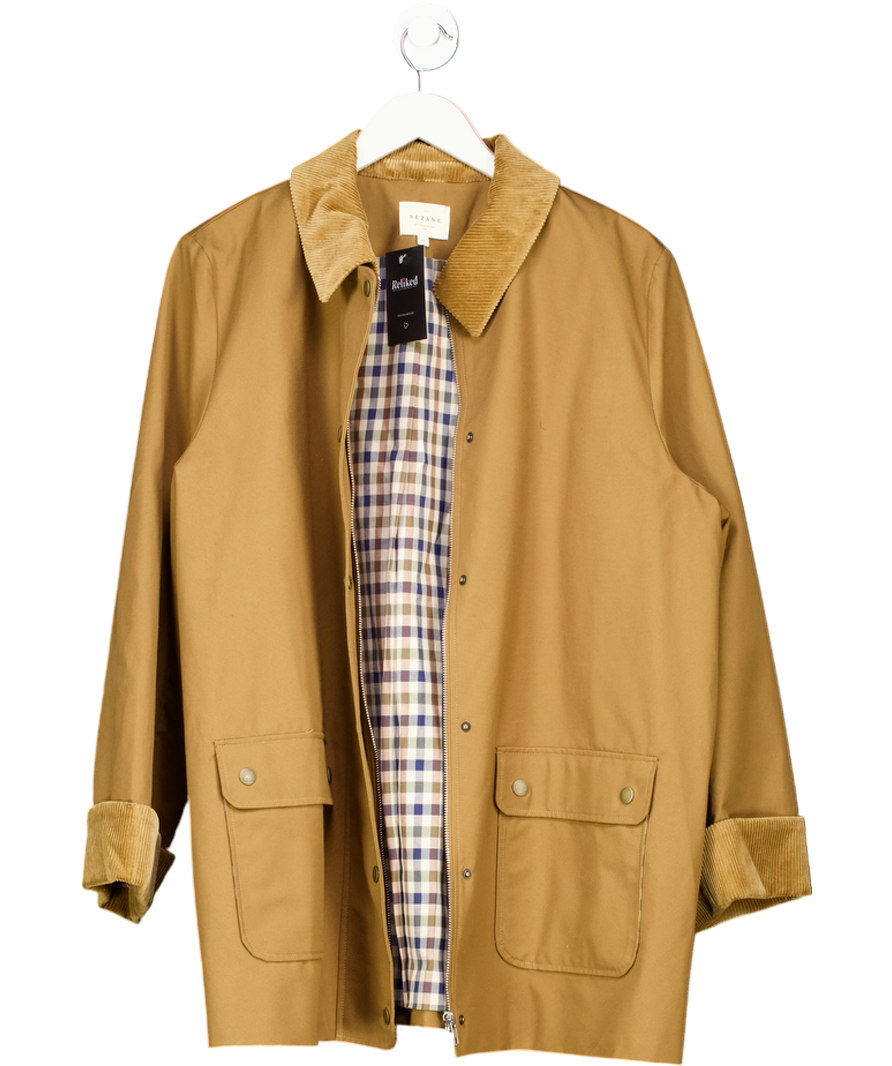 Sezane Brown Canvas Mid-weight Jacket UK 14