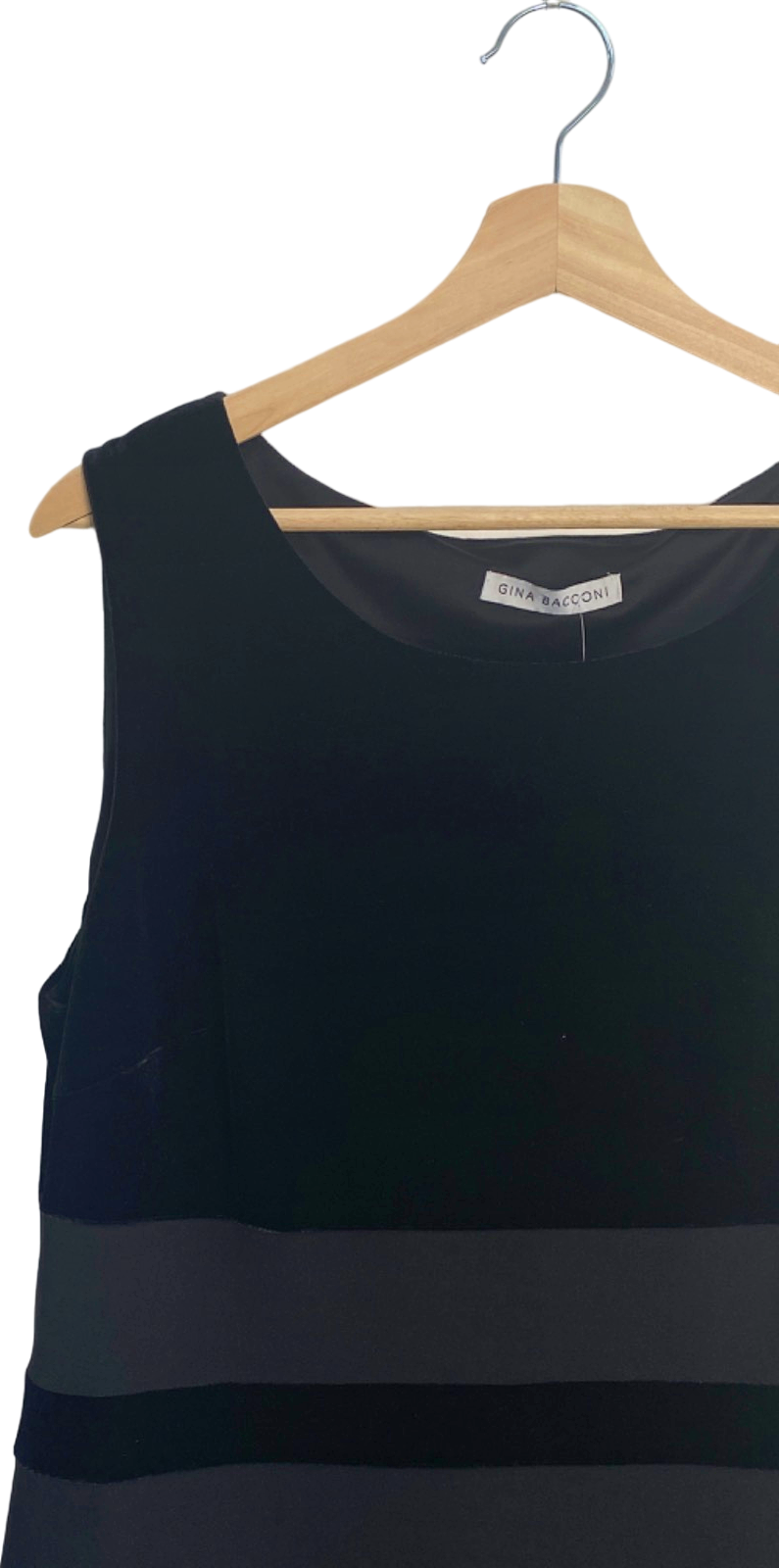 Gina Bacconi Black Velvet Sleeveless Shift Dress UK 18