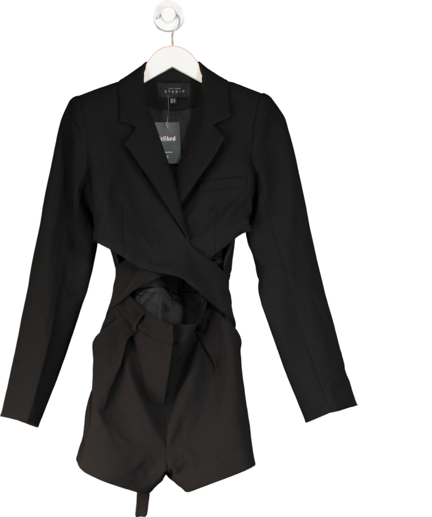 Club L Black Tailored Blazer Jumpsuit With Belt UK 8